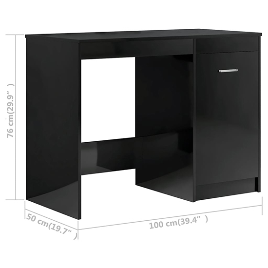 Giolla High Gloss Computer Desk With 1 Door 3 Drawers In Black