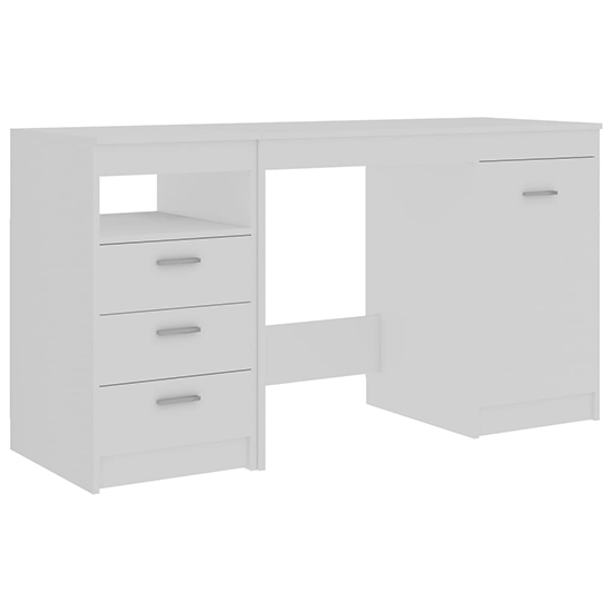 Giolla Wooden Computer Desk With 1 Door 3 Drawers In White