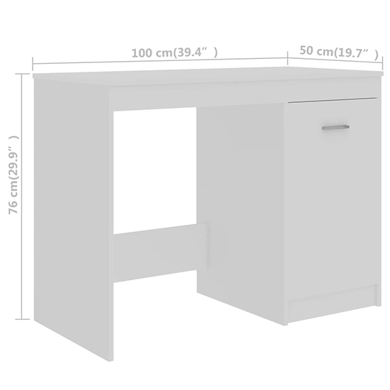 Giolla Wooden Computer Desk With 1 Door 3 Drawers In White