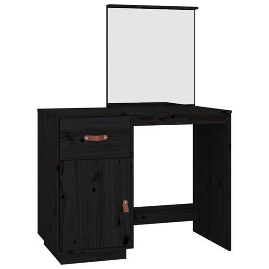 Giovanni Pine Wood Dressing Table With Mirror In Black_3