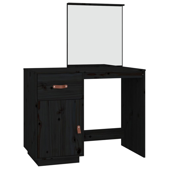 Giovanni Pine Wood Dressing Table With Mirror In Black Furniture in Fashion