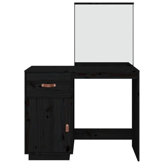 Giovanni Pine Wood Dressing Table With Mirror In Black