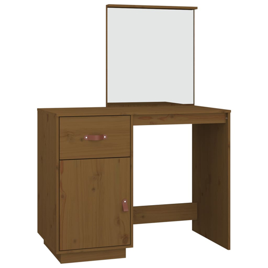 Giovanni Pine Wood Dressing Table With Mirror In Honey Brown_3