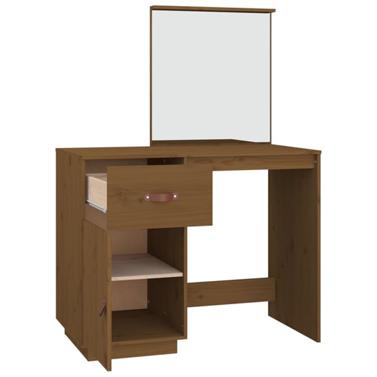 Giovanni Pine Wood Dressing Table With Mirror In Honey Brown_5
