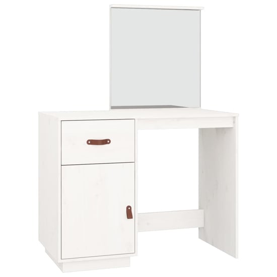 Giovanni Pine Wood Dressing Table With Mirror In White_3