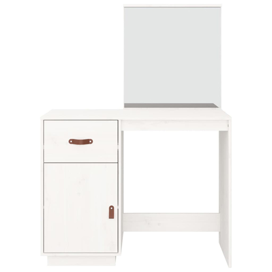 Giovanni Pine Wood Dressing Table With Mirror In White_4