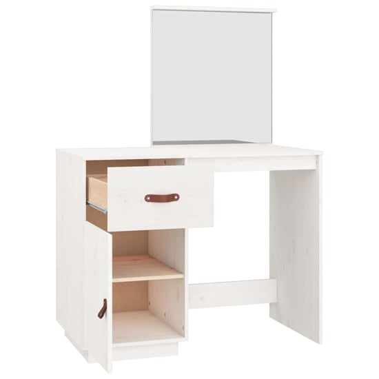 Giovanni Pine Wood Dressing Table With Mirror In White_5