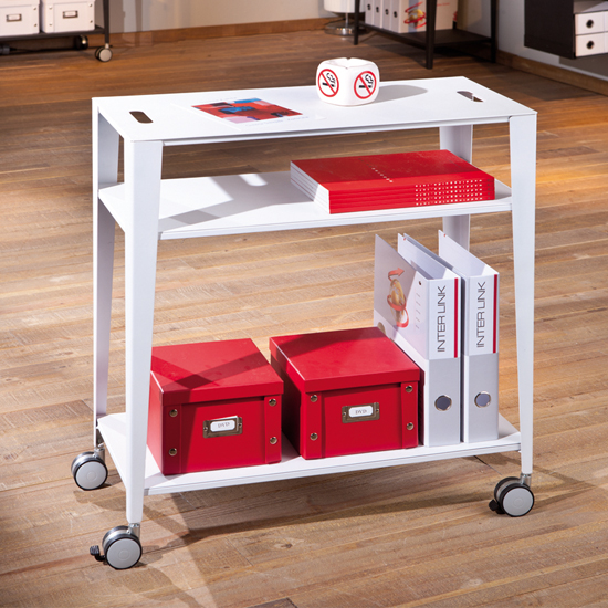 Gipsy White Metal Shelf With Castors In White 19420