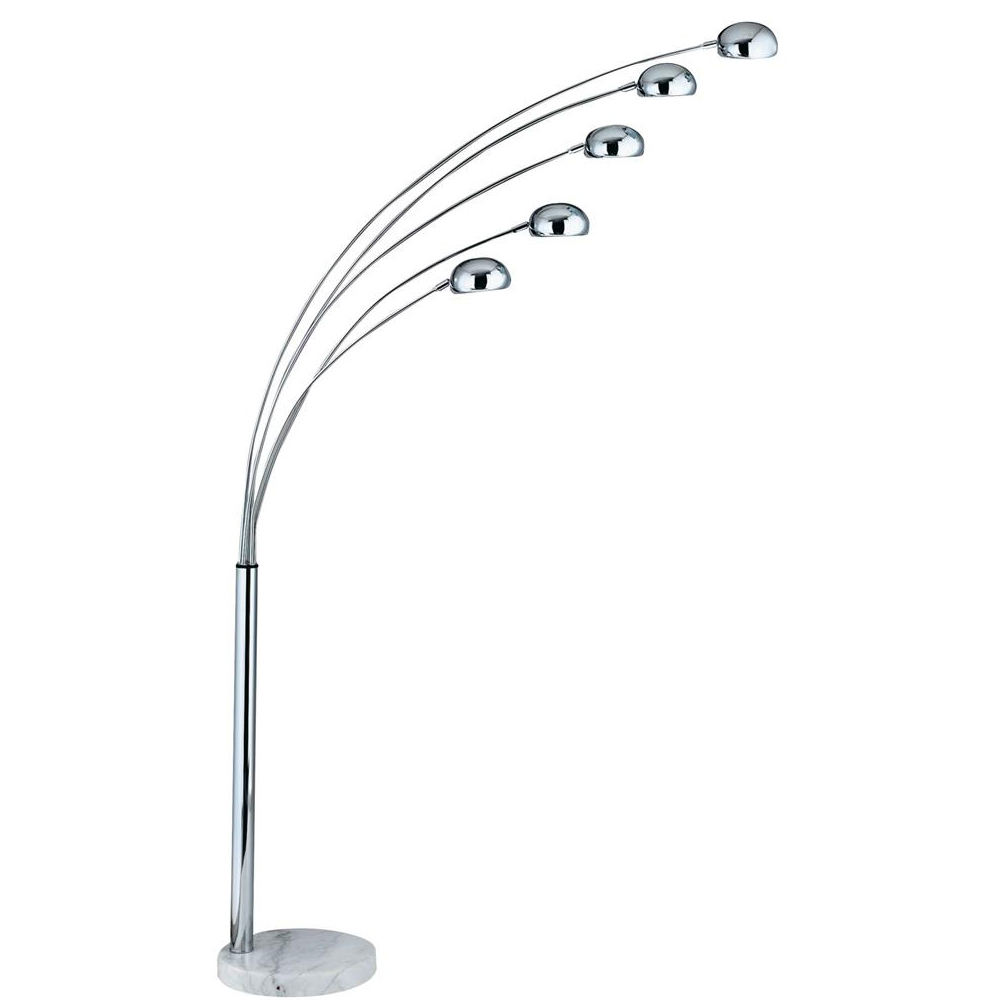Read more about Giraffe 5 light floor lamp with white marble base in chrome