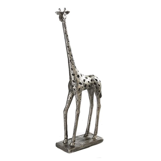 Giraffe Poly Design Sculpture In Antique Silver