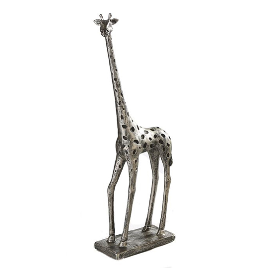 Read more about Giraffe poly design sculpture in antique silver