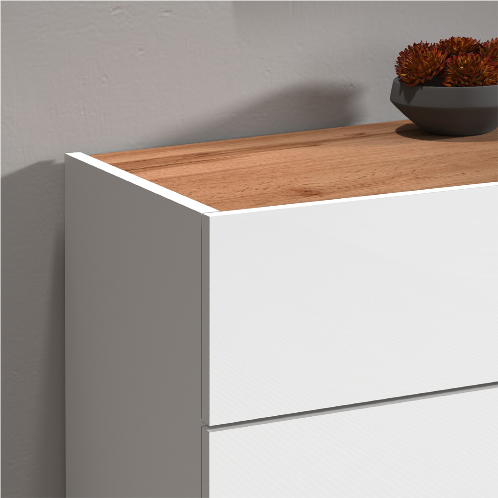 Girard High Gloss Sideboard With 2 Doors 1 Drawer In White And Wotan Oak