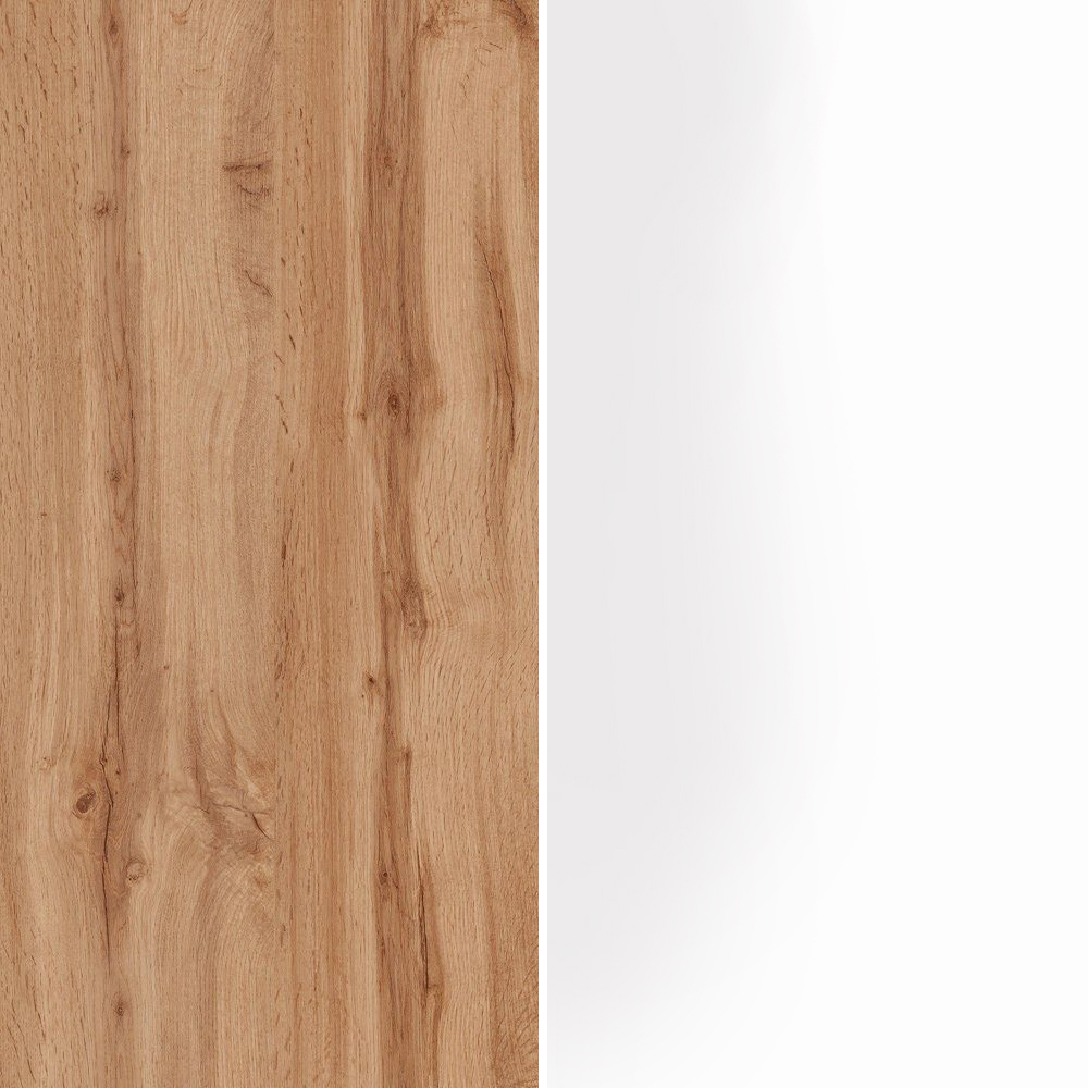 Girard High Gloss Sideboard With 2 Doors 1 Drawer In White And Wotan Oak