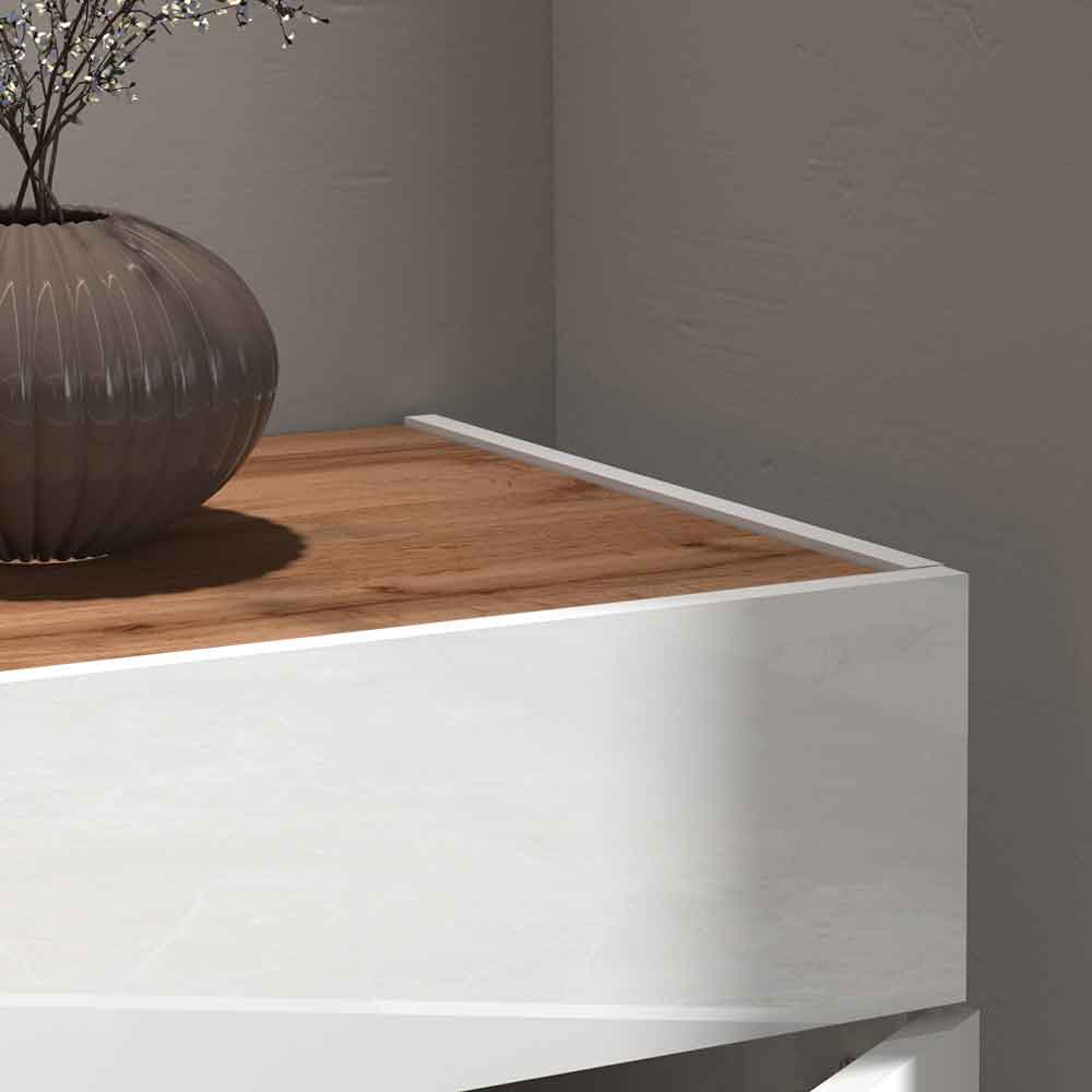 Girard High Gloss Sideboard With 3 Doors 1 Drawer In White And Wotan Oak