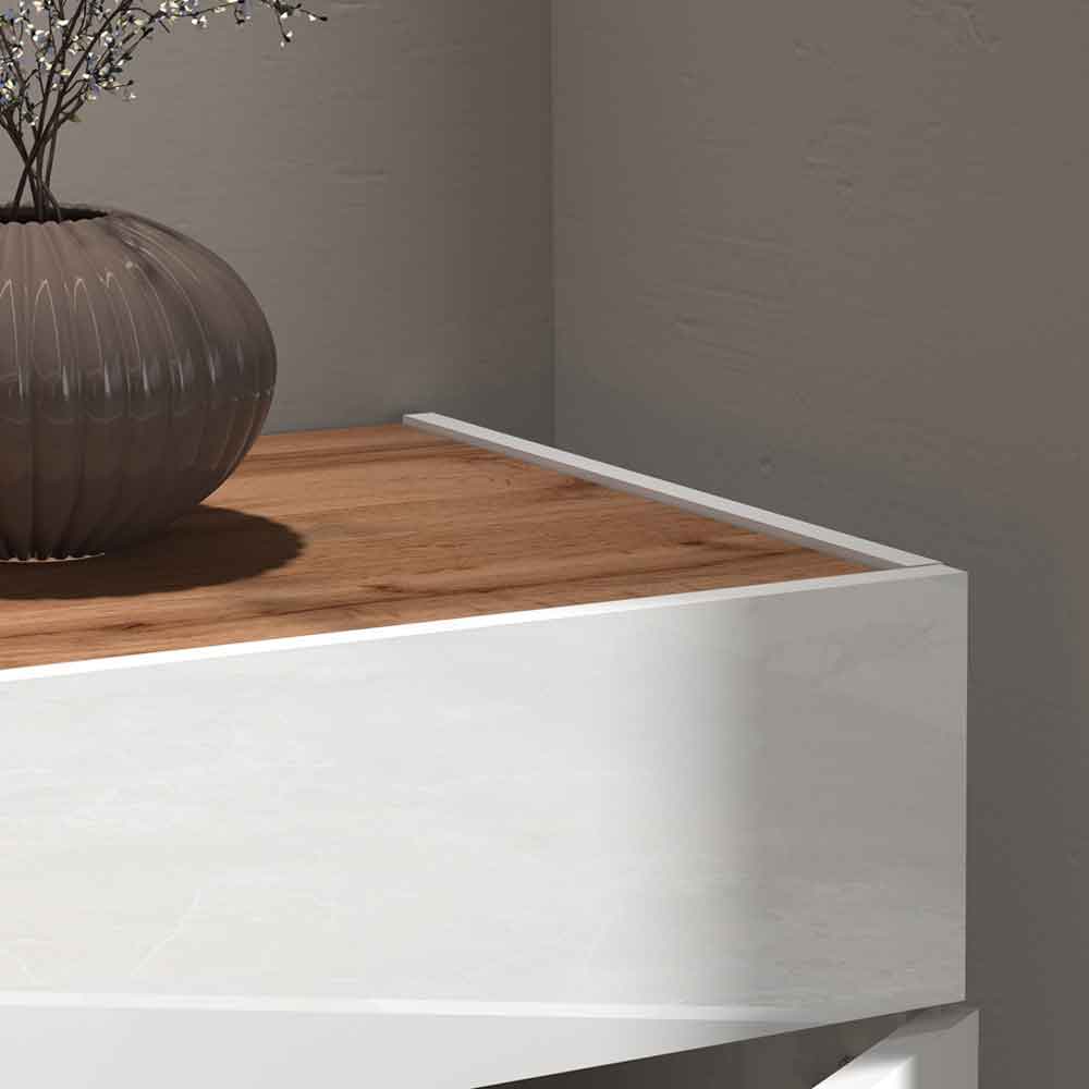 Girard High Gloss Sideboard With 4 Doors 2 Drawers In White And Wotan Oak