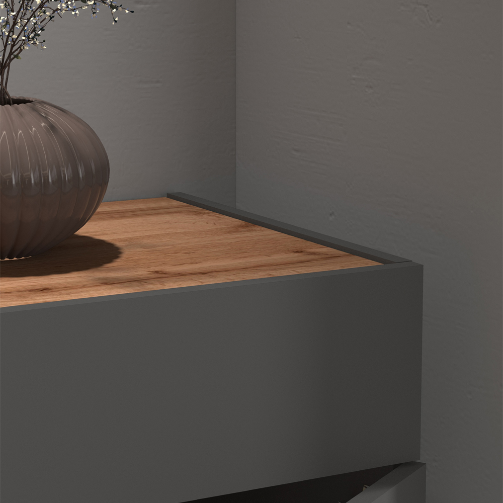 Girard Wooden Sideboard With 2 Doors 1 Drawer In Anthracite And Wotan Oak