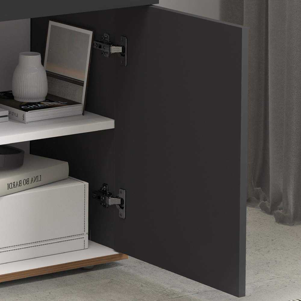 Girard Wooden Sideboard With 2 Doors 1 Drawer In Anthracite And Wotan Oak