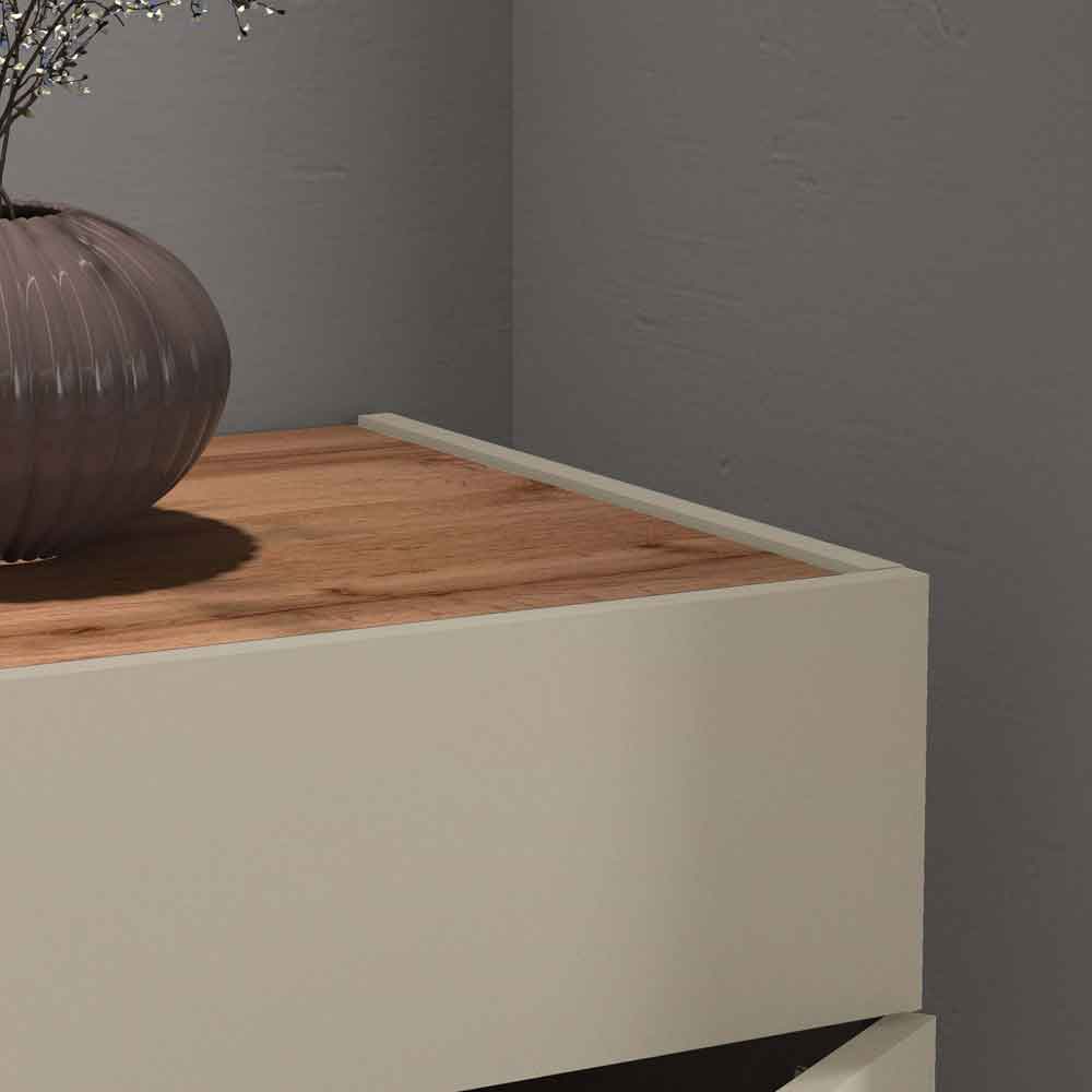 Girard Wooden Sideboard With 3 Doors 1 Drawer In Taupe And Wotan Oak