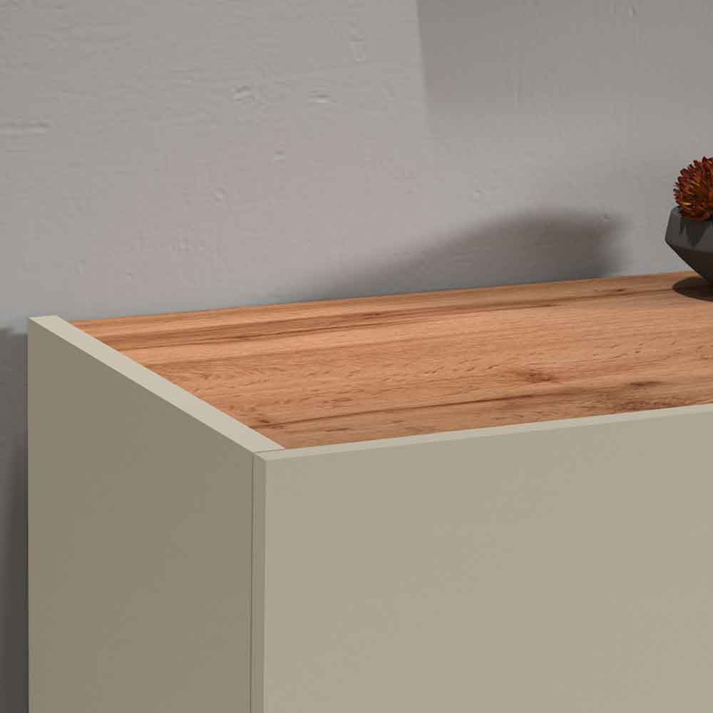 Girard Wooden Sideboard With 3 Doors 1 Drawer In Taupe And Wotan Oak