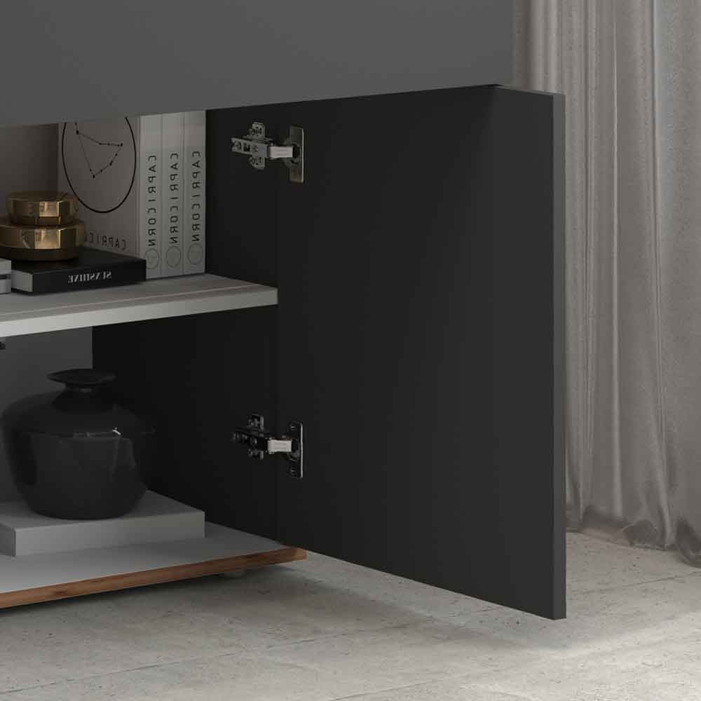 Girard Wooden Sideboard With 4 Doors 2 Drawers In Anthracite And Wotan Oak