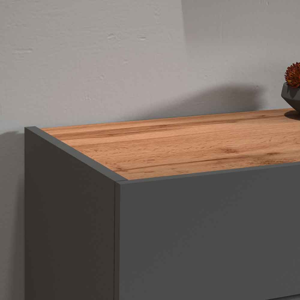 Girard Wooden Sideboard With 4 Doors 2 Drawers In Anthracite And Wotan Oak