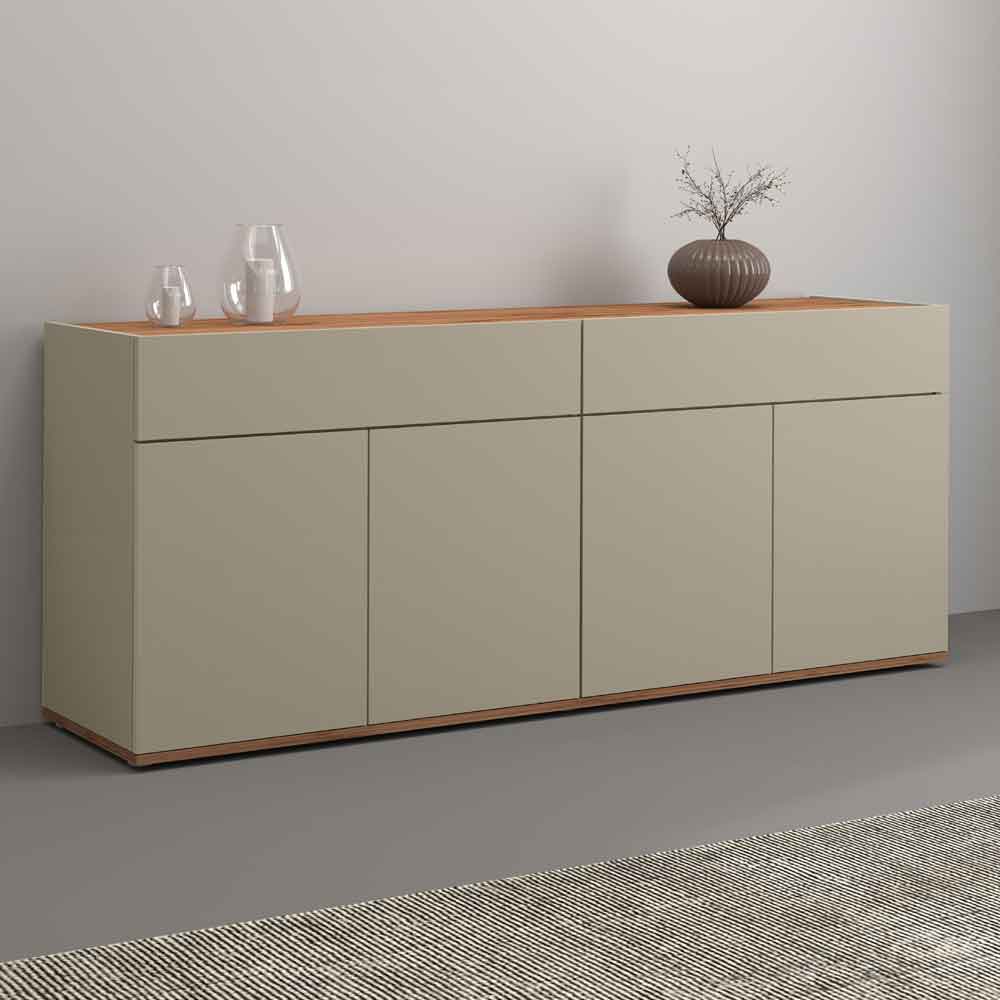 Girard Wooden Sideboard With 4 Doors 2 Drawers In Taupe And Wotan Oak