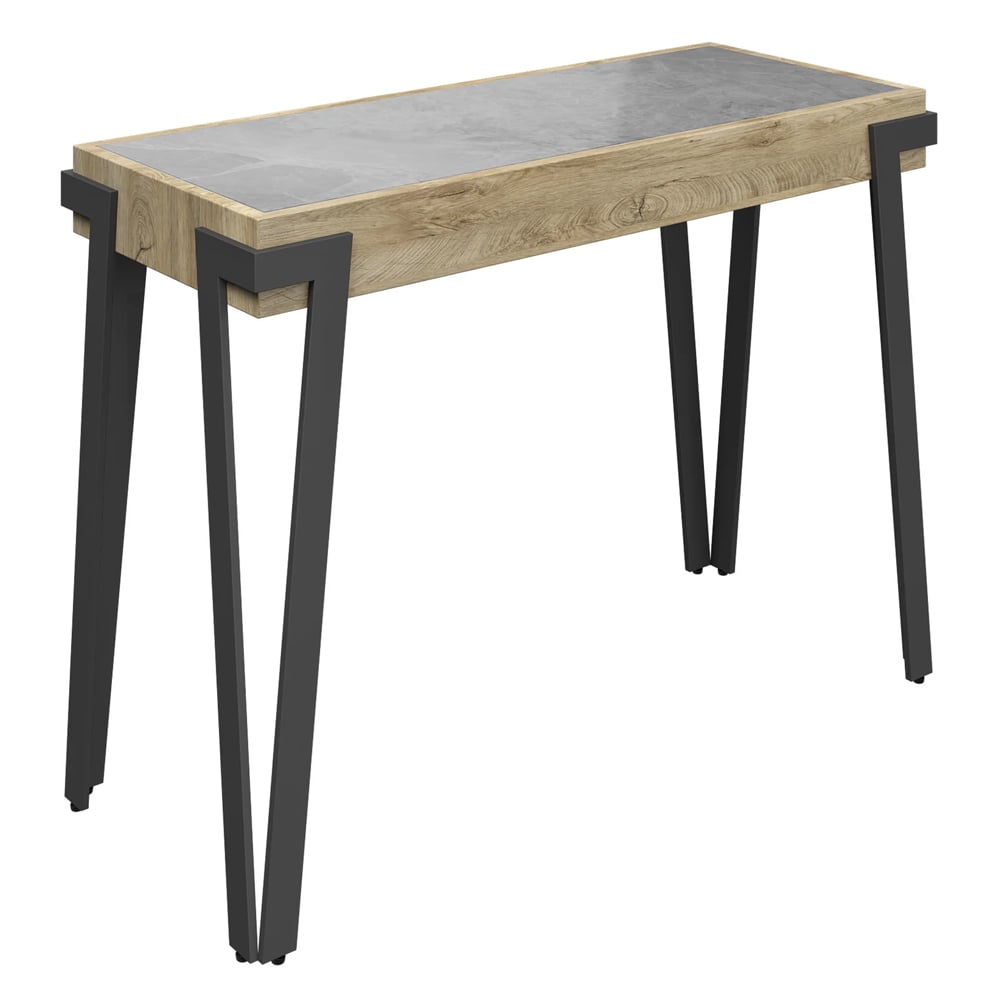Girona Ceramic Console Table With Steel Legs In Grey