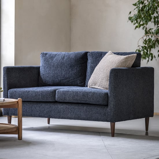 Girona Fabric 2 Seater Sofa In Charcoal With Wooden Legs