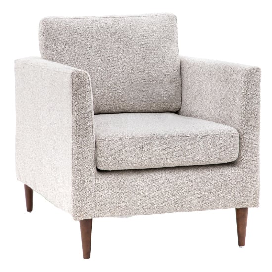Girona Fabric Armchair In Natural With Wooden Legs