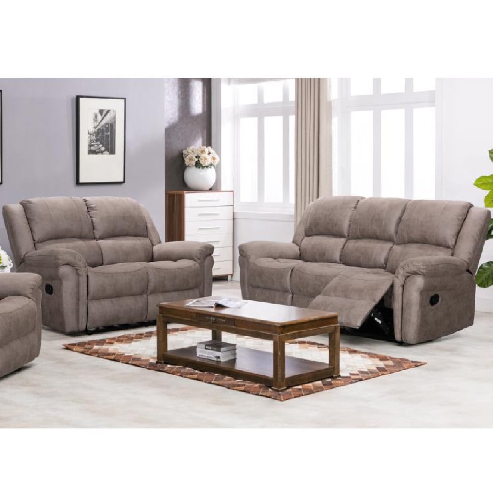 Girona Fabric Recliner 3+2 Seater Sofa Set In Taupe