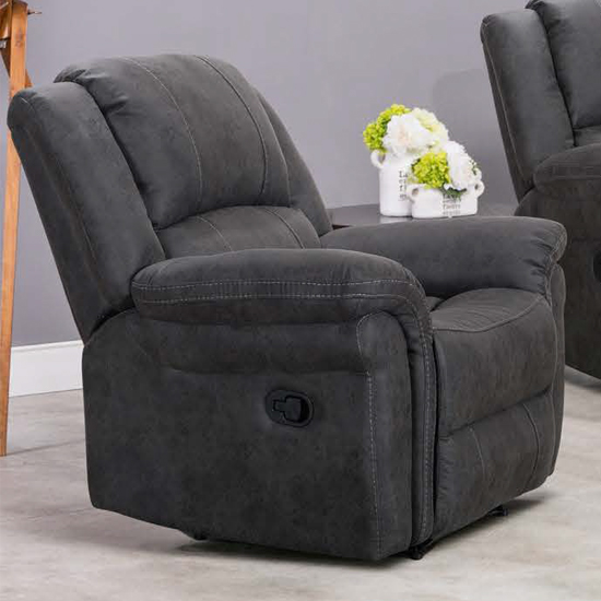 Read more about Girona manual recliner fabric 1 seater sofa in dark grey