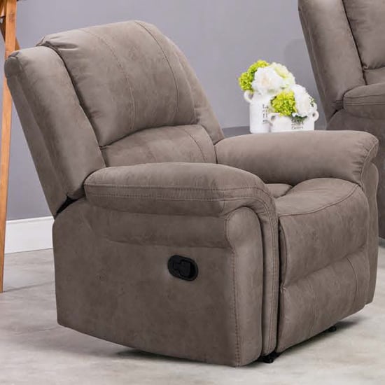 Girona Manual Recliner Fabric 1 Seater Sofa In Taupe