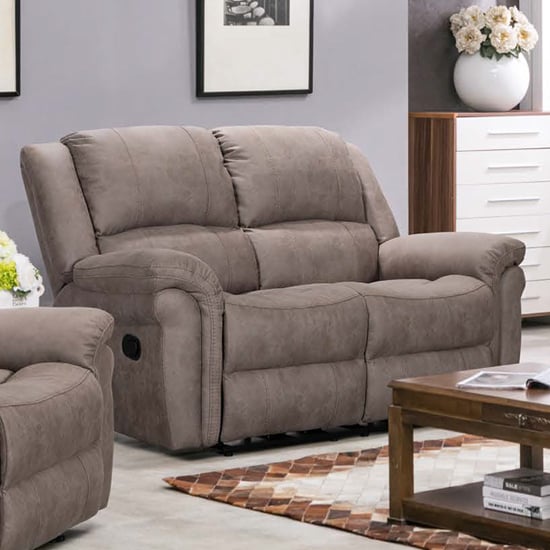 Read more about Girona manual recliner fabric 2 seater sofa in taupe