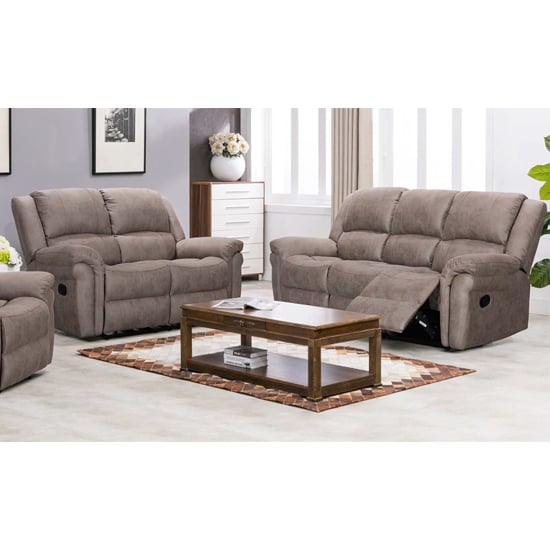 Girona Manual Recliner Fabric 3+2 Sofa Set In Taupe