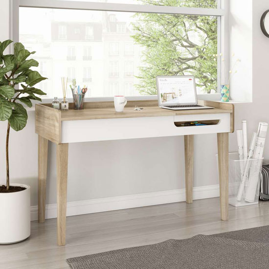 Read more about Giru wooden laptop desk in sonoma oak and white