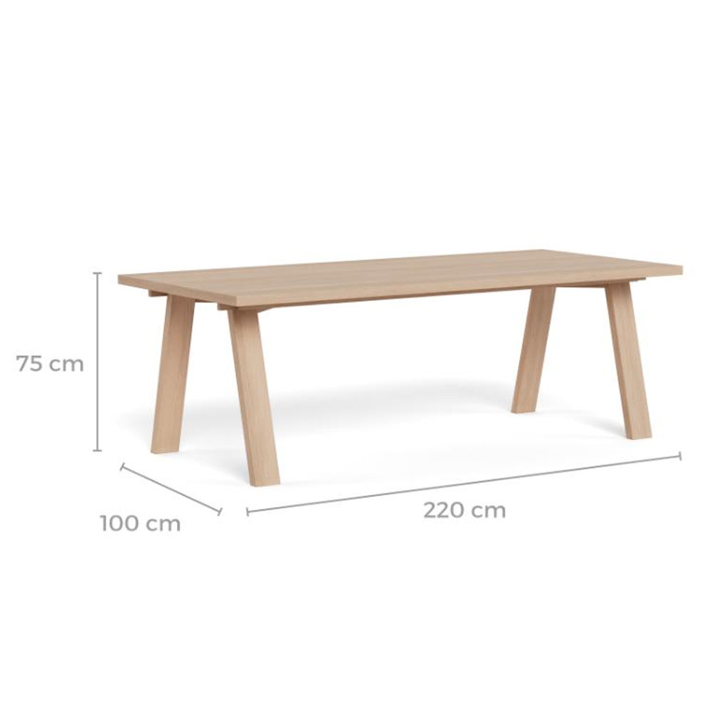 Gisella Rectangular Wooden Dining Table in White Oak