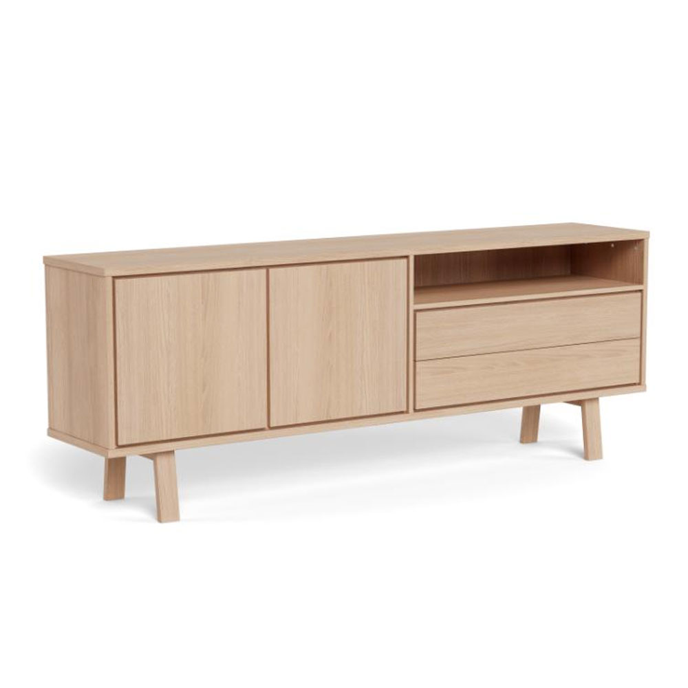 Gisella Wooden Sideboard with 2 Doors 2 Drawers in White Oak