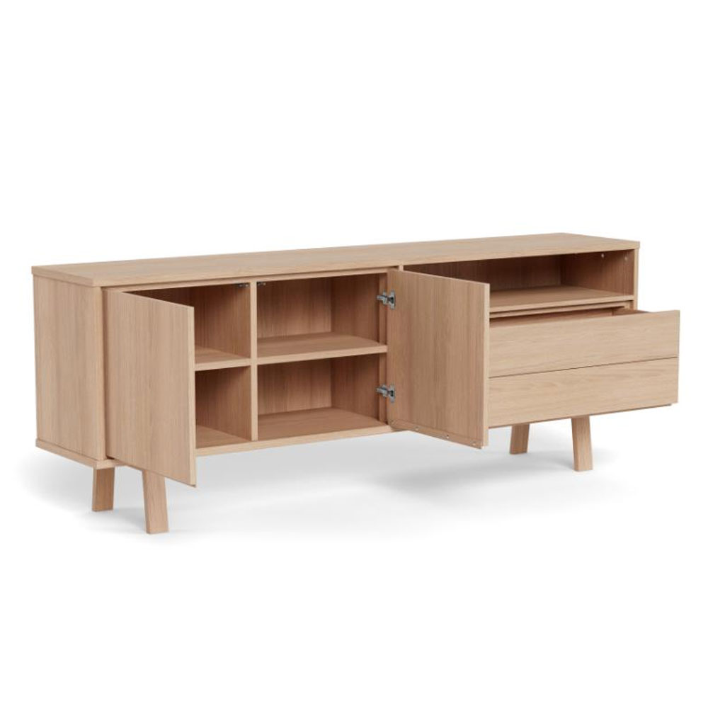 Gisella Wooden Sideboard with 2 Doors 2 Drawers in White Oak