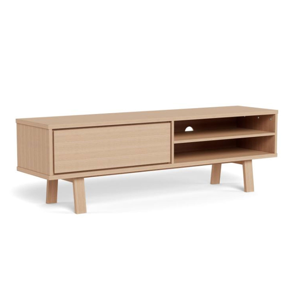 Gisella Wooden TV Stand with 1 Drawer in White Oak