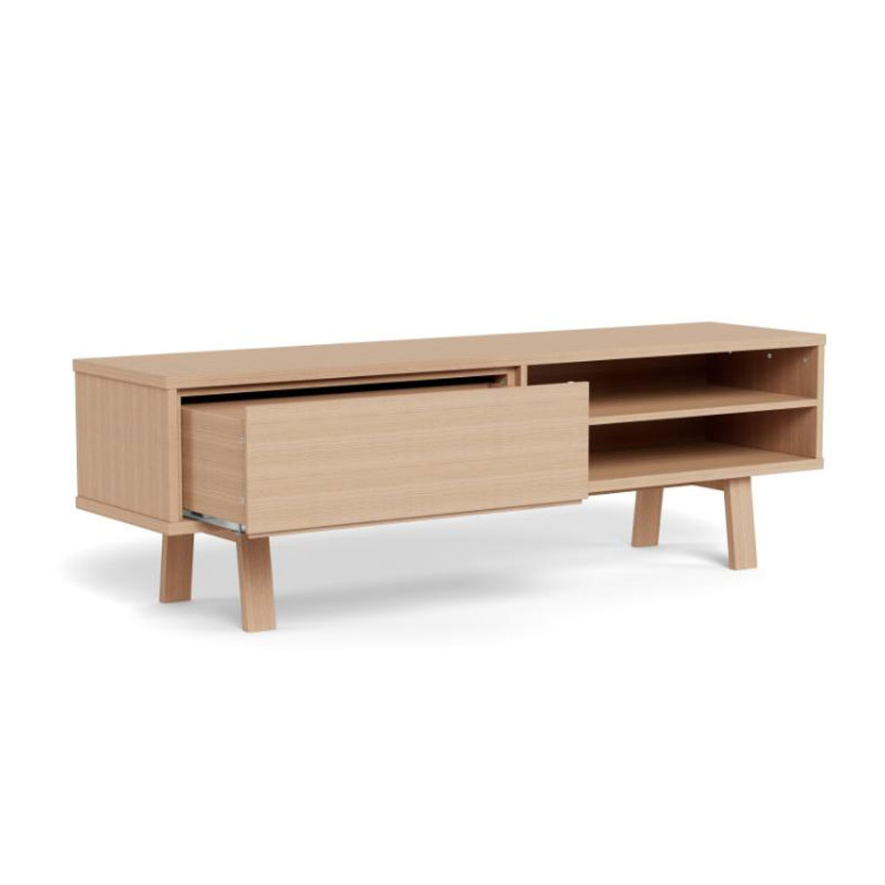 Gisella Wooden TV Stand with 1 Drawer in White Oak