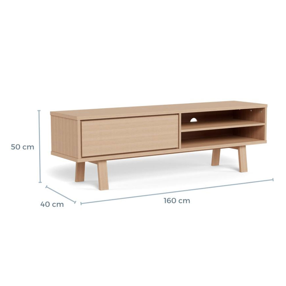Gisella Wooden TV Stand with 1 Drawer in White Oak