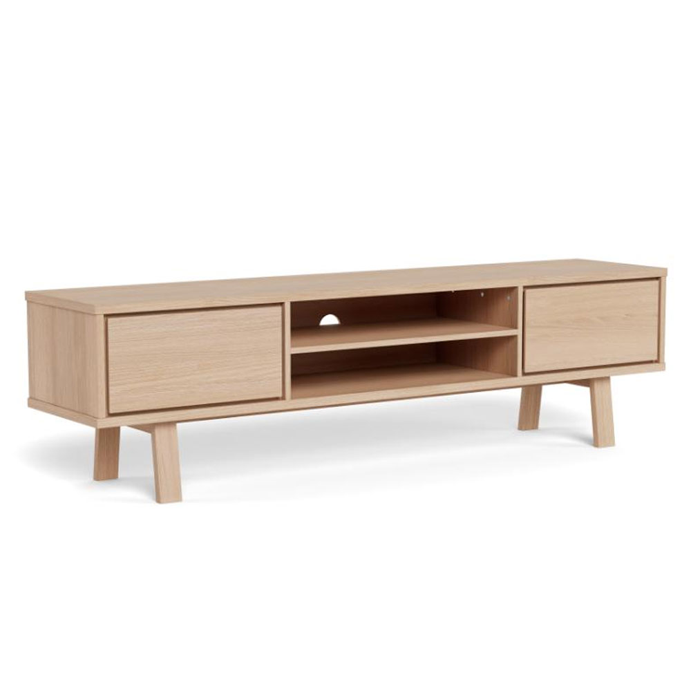 Gisella Wooden TV Stand with 2 Drawers in White Oak
