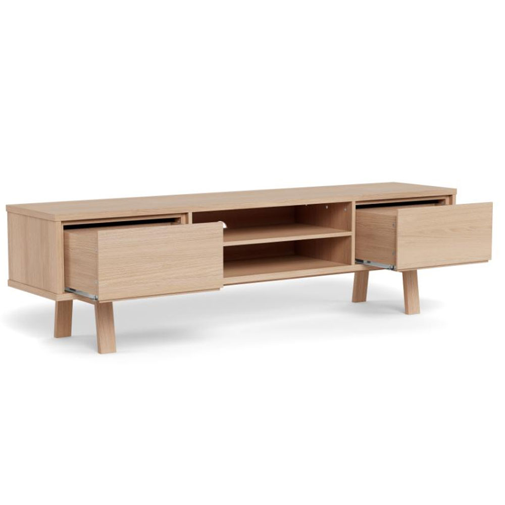 Gisella Wooden TV Stand with 2 Drawers in White Oak
