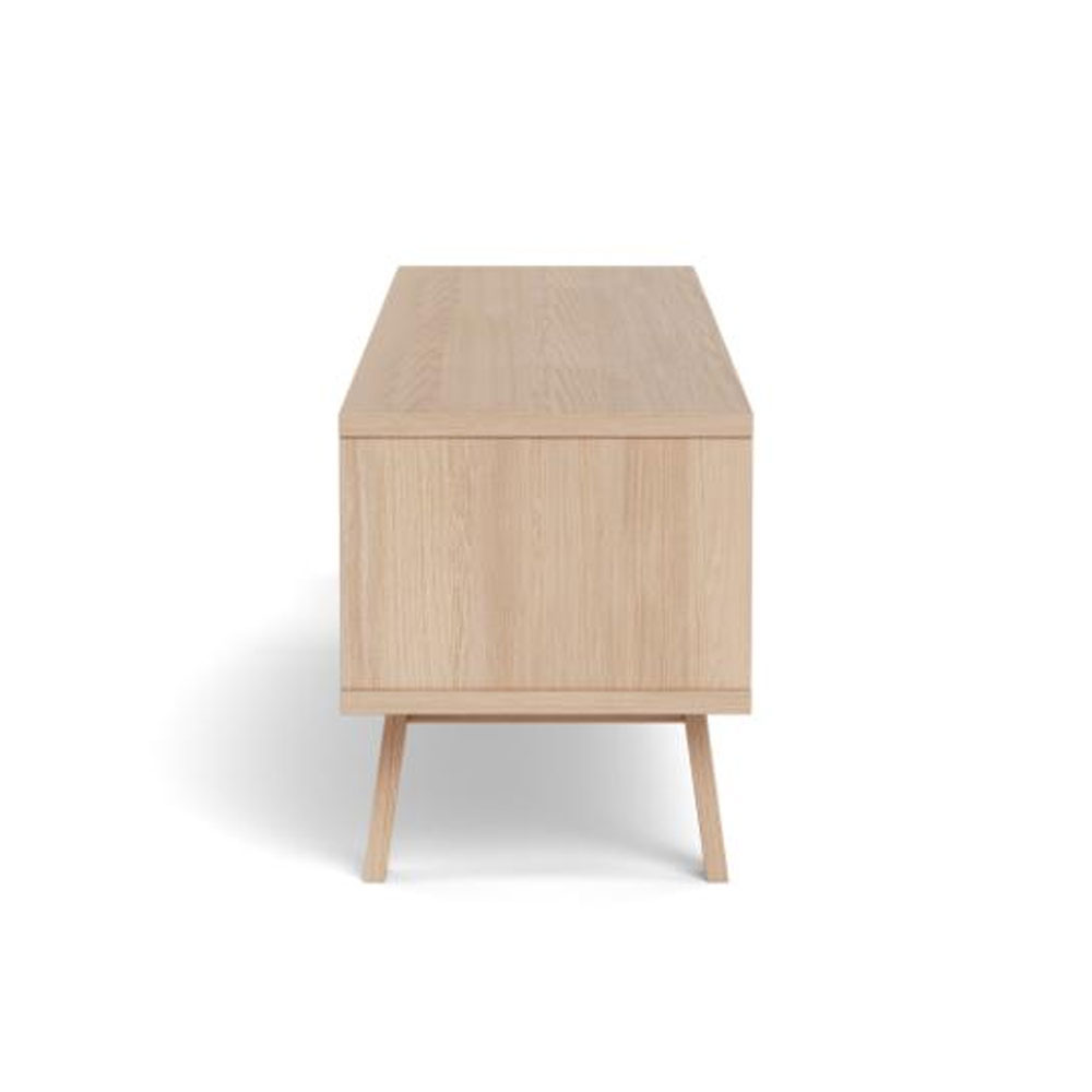 Gisella Wooden TV Stand with 2 Drawers in White Oak