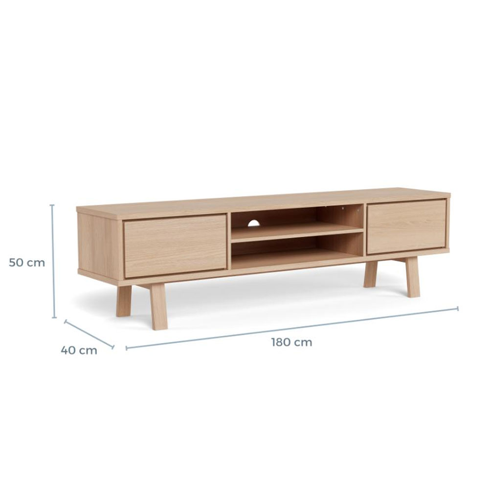 Gisella Wooden TV Stand with 2 Drawers in White Oak