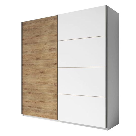 Gitega Wooden Wardrobe 2 Sliding Doors 200cm In Matt White