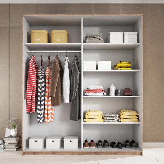 Gitega Wooden Wardrobe 2 Sliding Doors 200cm In Matt White