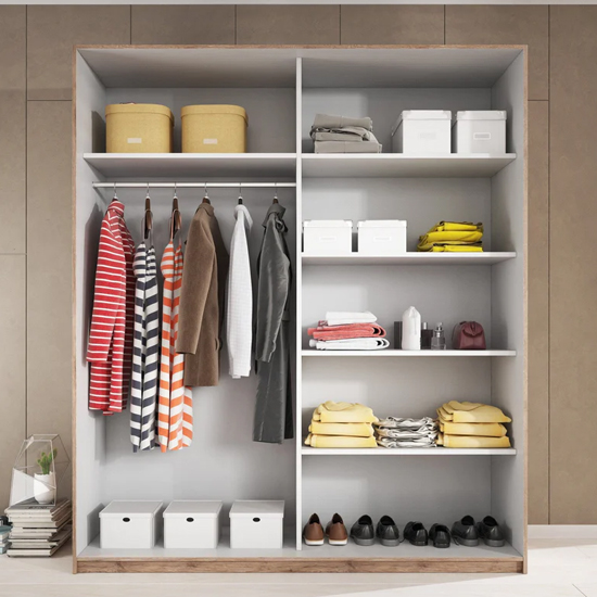 Gitega Wooden Wardrobe 2 Sliding Doors 220cm In Matt White