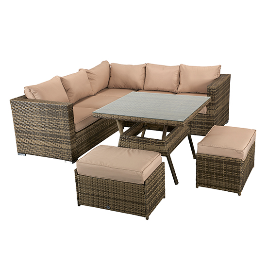 Gitel Compact Corner Dining Set With Benches In Mixed Brown_3