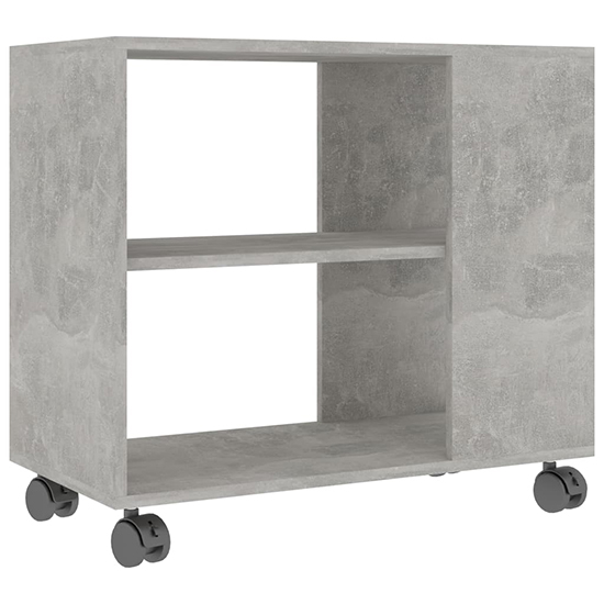 Gittel Wooden Side Table With Castors In Concrete Effect